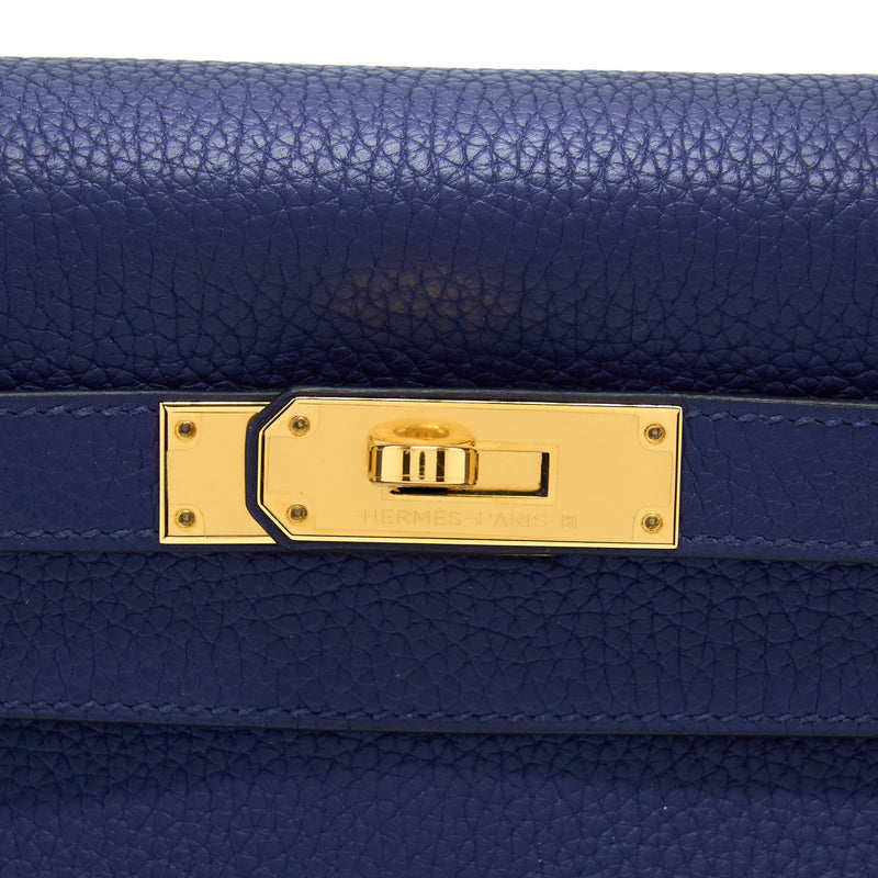 Hermes Kelly 28 Clemence Bleu Encre GHW Stamp D