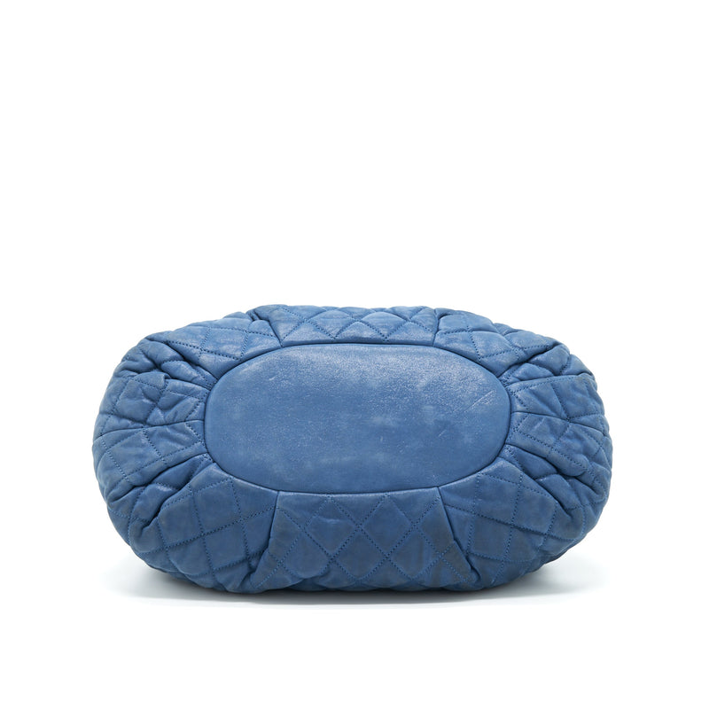 Chanel Quilted Shoulder Bag Blue Ruthenium Hardware