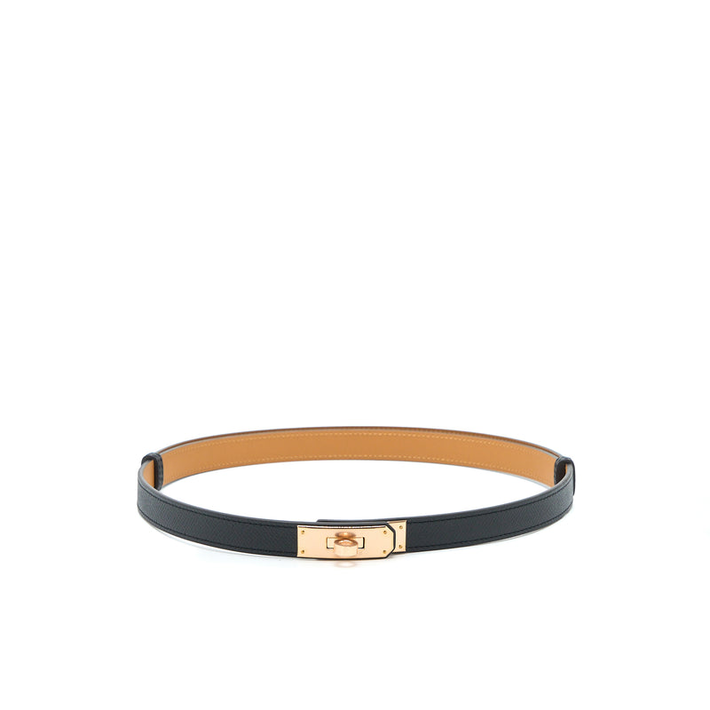 Hermes Kelly 18 Belt Epsom Black RGHW Stamp U