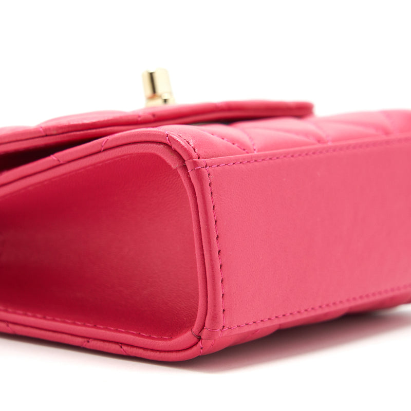 Chanel mini trendy cc chain wallet lambskin hot pink LGHW