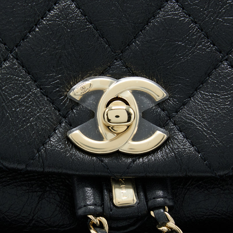 Chanel 22C Mini Duma Backpack Aged Calfskin Black LGHW (Microchip)