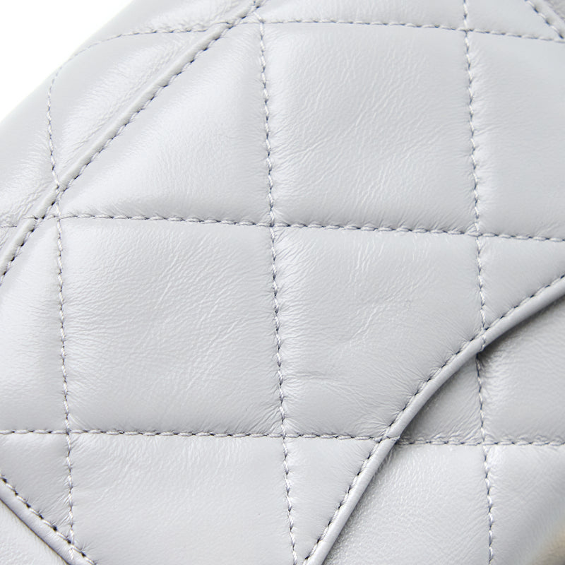 Chanel Quilted Mini Flap Bag Lambskin Light Grey GHW (Microchip)