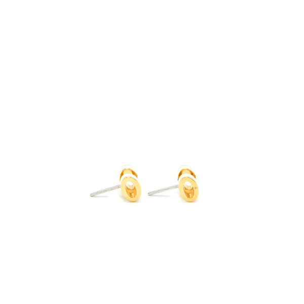Hermes Mini Pop H Earrings White Gold Tone