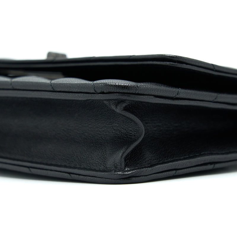 Chanel 2.55 So Black Wallet On Chain Calfskin With Black Hardware