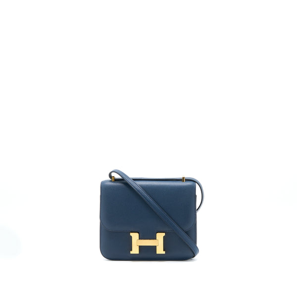 Hermes Mini Constance Evercolor 7L Blue De Malte GHW Stamp C