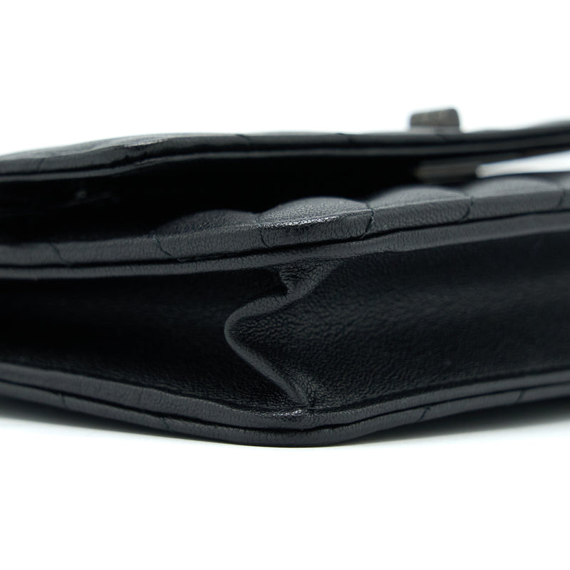 Chanel 2.55 So Black Wallet On Chain Calfskin With Black Hardware