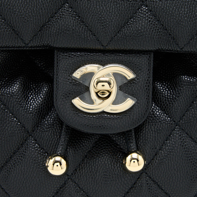 Chanel 23s Mini Flap Backpack Caviar Black LGHW (Microchip)