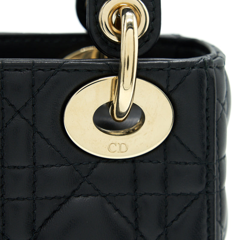 Dior Mini Lady Dior Tote Bag Lambskin Black LGHW