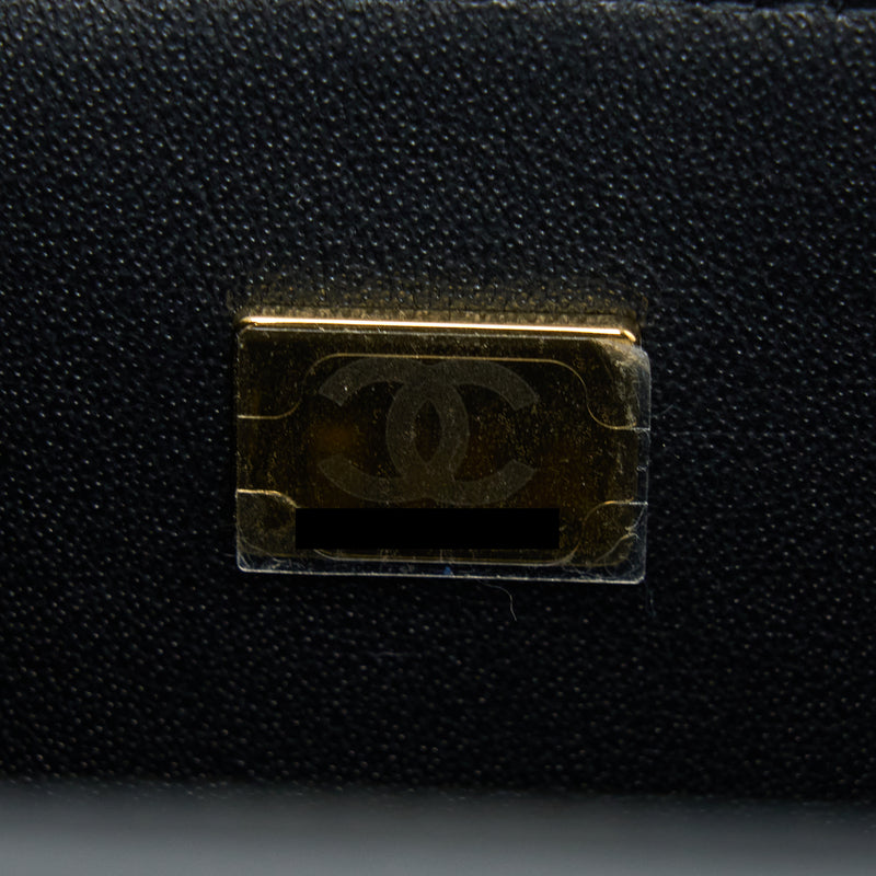 Chanel 21K Top Handle Mini Rectangular Flap Bag Lambskin Black Brushed GHW(Microchip)