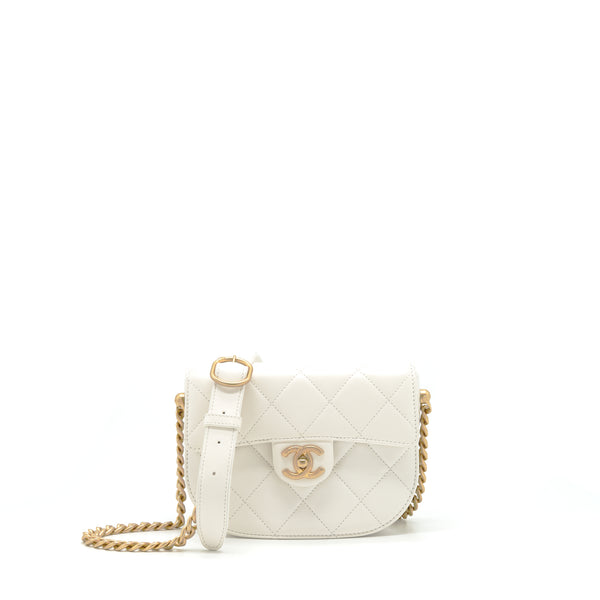 Chanel Seasonal Flap Crossbody Bag Lambskin Cream GHW