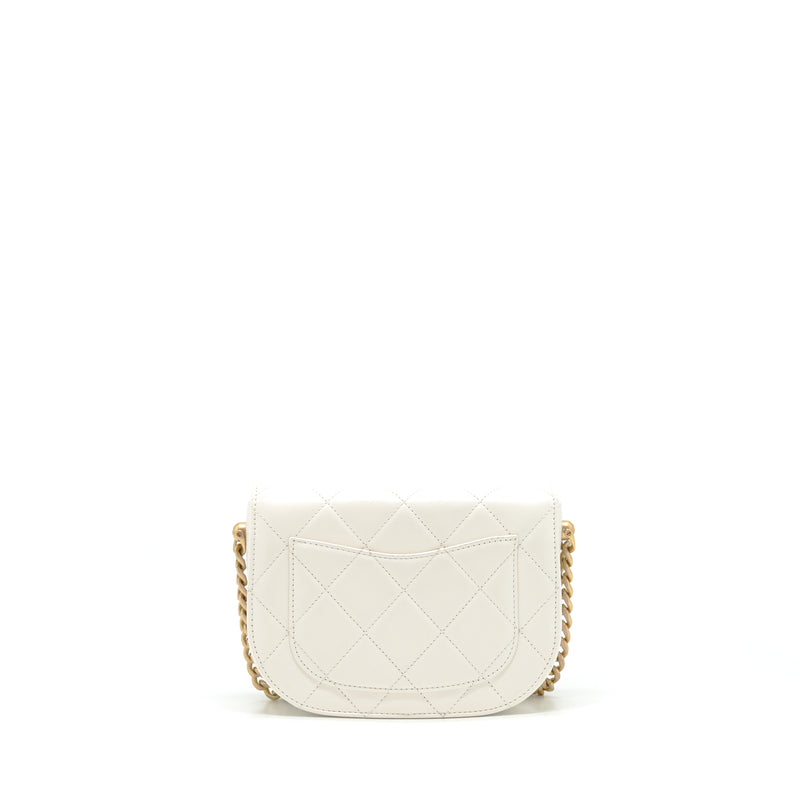 Chanel Seasonal Flap Crossbody Bag Lambskin Cream GHW