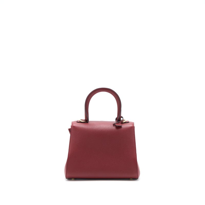 Delvaux Mini Brilliant Bag Grained Calfskin Burgundy GHW