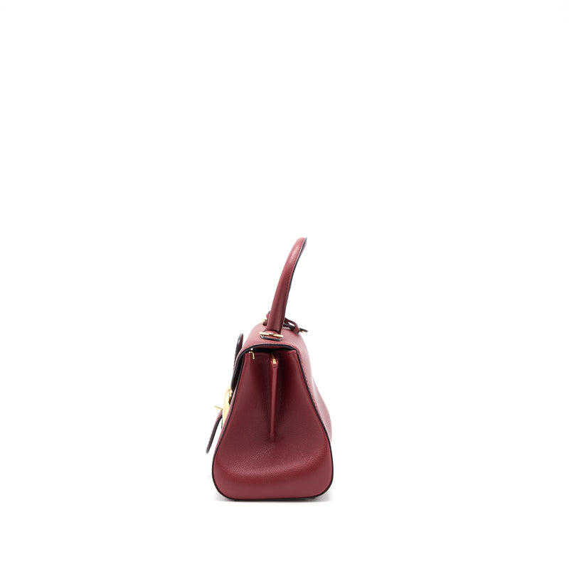 Delvaux Mini Brilliant Bag Grained Calfskin Burgundy GHW