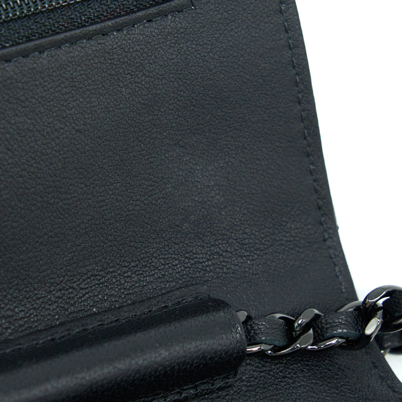 Chanel 2.55 So Black Wallet On Chain Calfskin With Black Hardware
