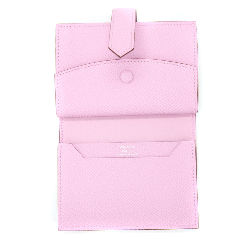 NEW Hermes Calvi Epsom ID credit card holder wallet in Mauve Sylvestre  (Pink)