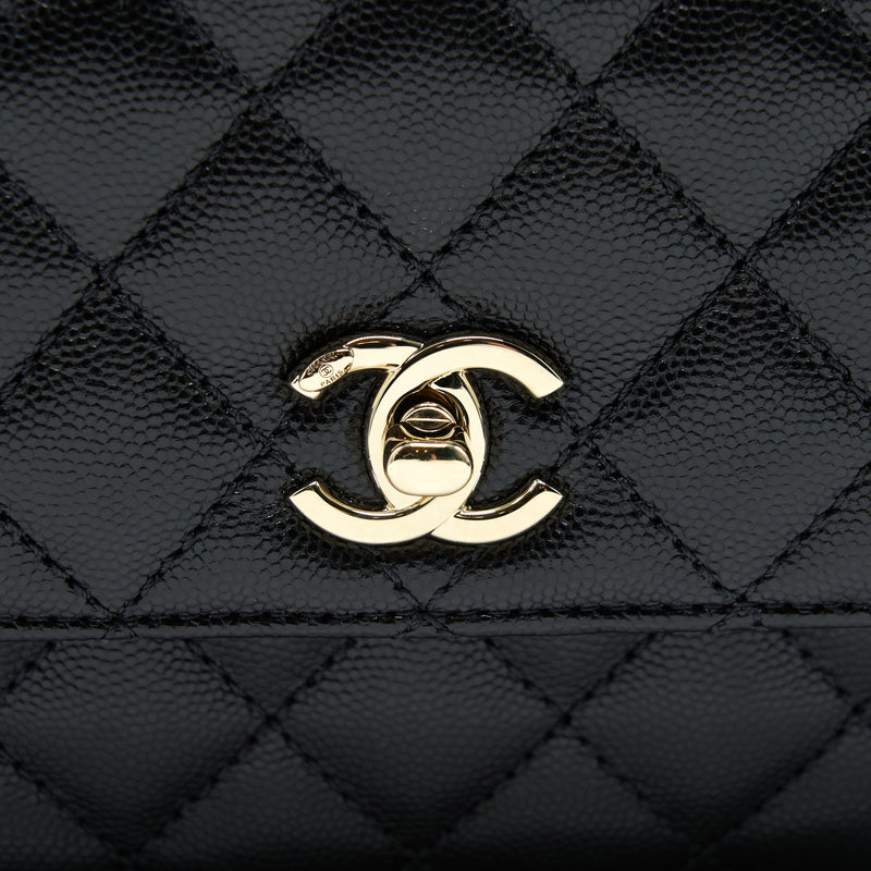 Chanel Small Coco Handle 24cm Caviar Black LGHW Embossed Handle (Microchip)