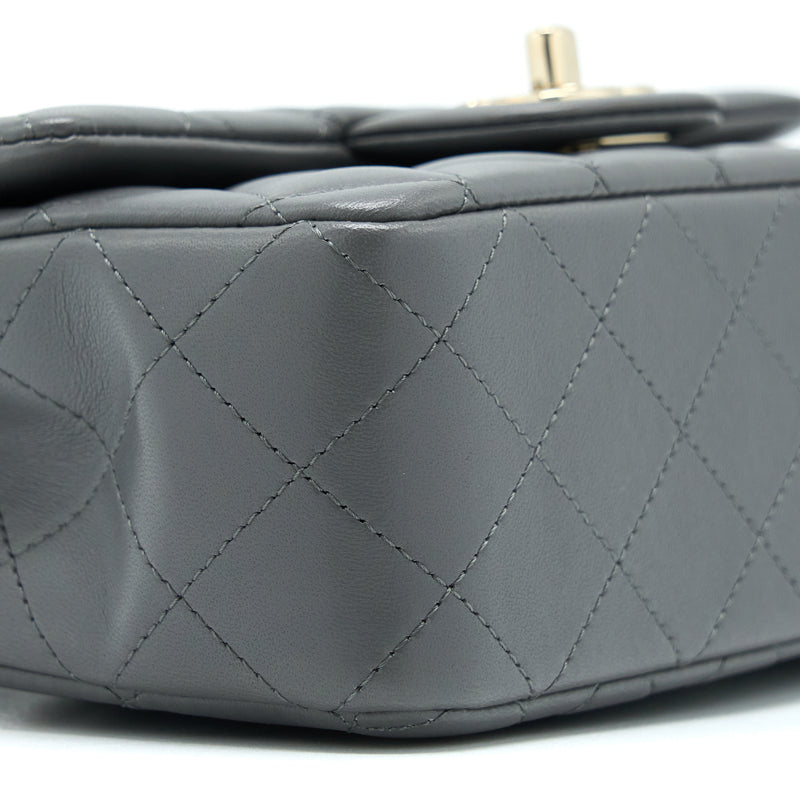 Chanel 22A Top Handle Mini Rectangular Flap Bag Lambskin Grey LGHW(Microchip)