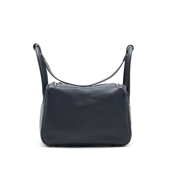 HERMES LINDY 26 SWIFT NAVY AND ORANGE GHW STAMP T