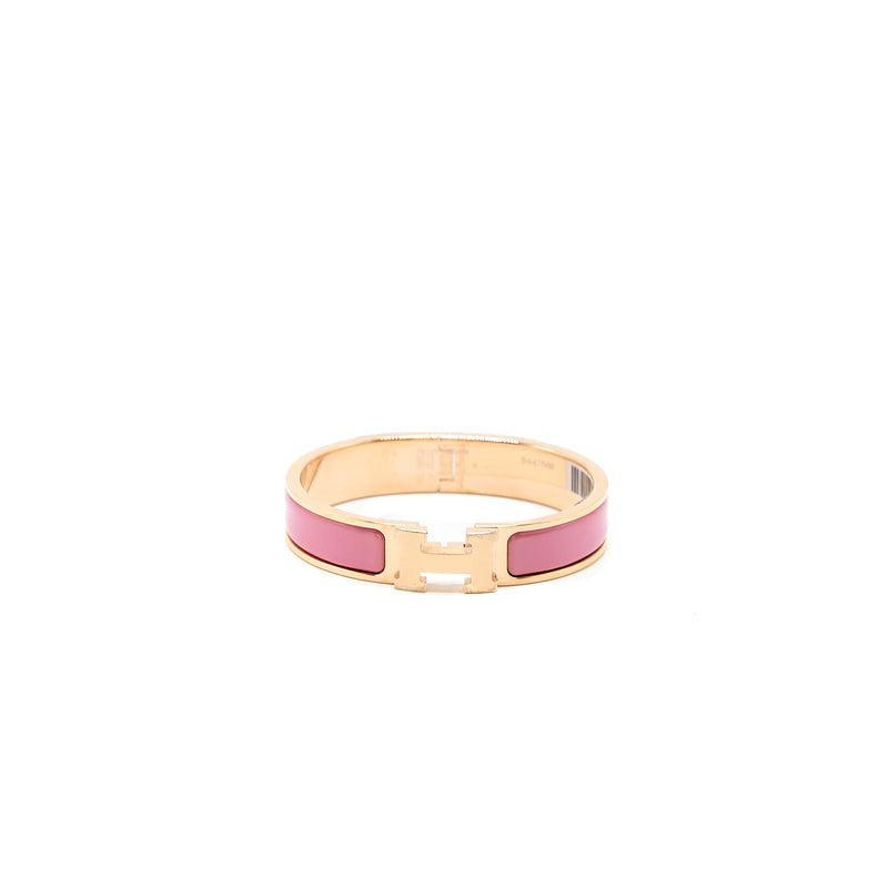 Hermes Size PM Clic H Bracelet Plaque/Rose RGHW