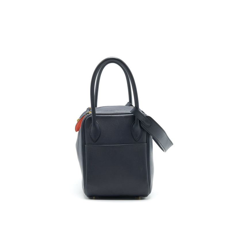 HERMES LINDY 26 SWIFT NAVY AND ORANGE GHW STAMP T