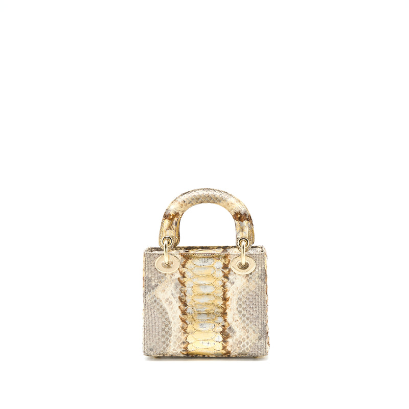 Dior Mini Lady Dior Python Gold/Beige LGHW