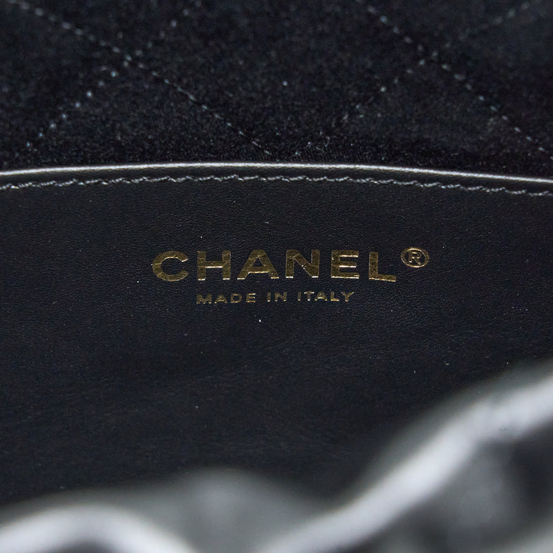 Chanel 23s Mini 22 Bag Aged Calfskin Black Brushed GHW (Microchip)