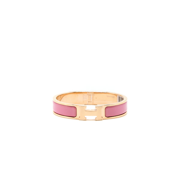 Hermes Size PM Clic H Bracelet Plaque/Rose RGHW