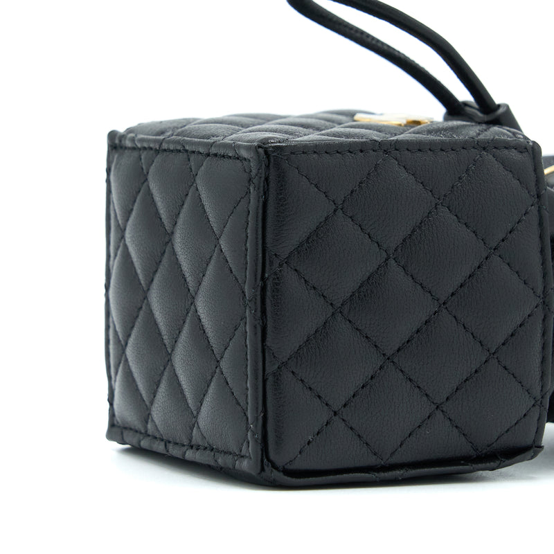 Chanel Mini Vanity Bucket Crossbody Lambskin Black Brushed GHW