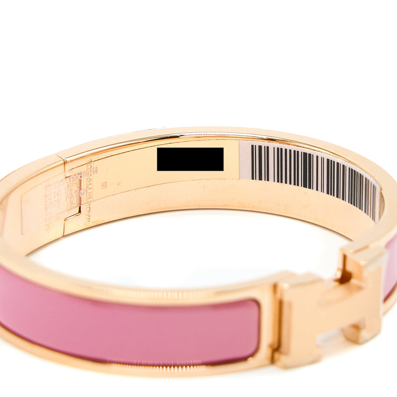 Hermes Size PM Clic H Bracelet Plaque/Rose RGHW