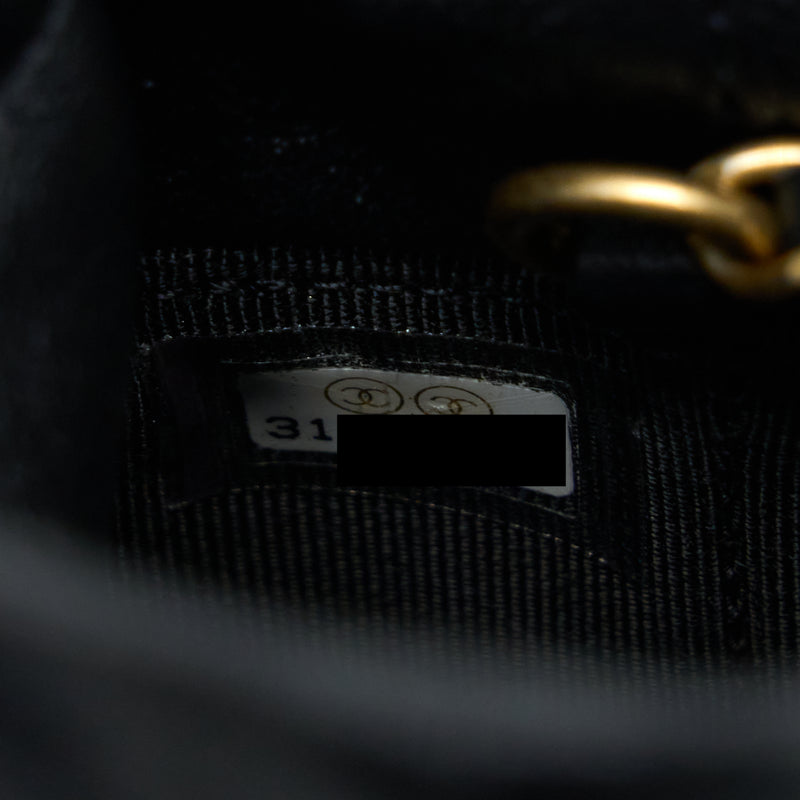 Chanel Mini Vanity Bucket Crossbody Lambskin Black Brushed GHW