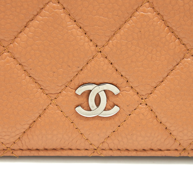 Chanel caviar fold long wallet dark beige