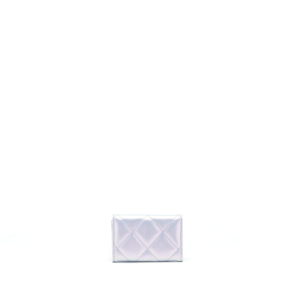 Chanel 19 Flap Card Holder Calfskin Iridescent Light Purple SHW