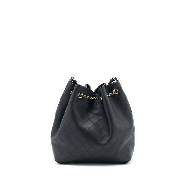 Chanel Drawstring Bucket Bag Calfskin Black LGHW