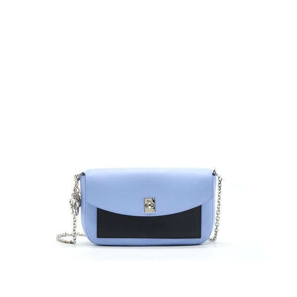 Dior Evening Wallet on chain Light Blue/ black/ White