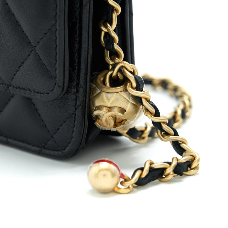 Chanel pearl crush wallet on chain Lambskin black GHW