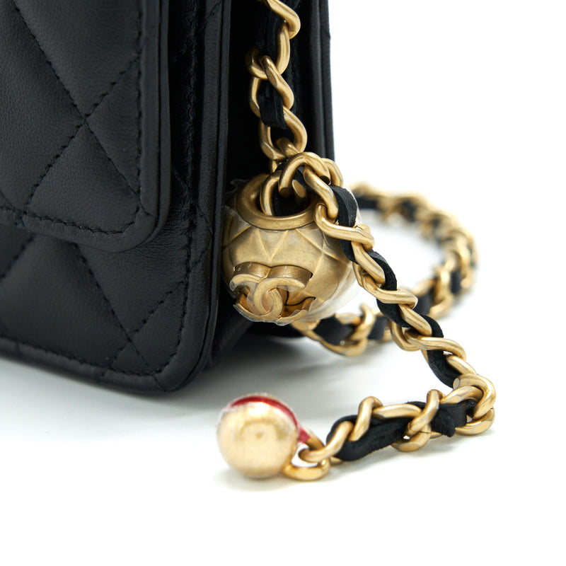 Chanel Pearl Crush Wallet On Chain Black GHW (Micrichip)