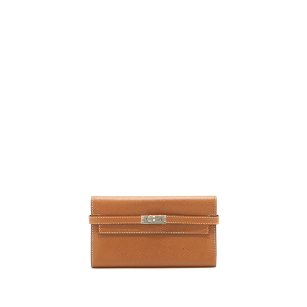 Hermes Kelly Long Wallet Epsom Gold SHW Stamp Square R