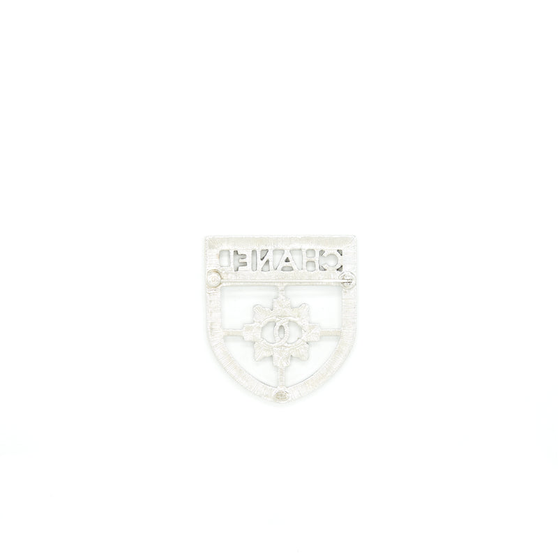 Chanel Shield Brooch With Crystals SHW