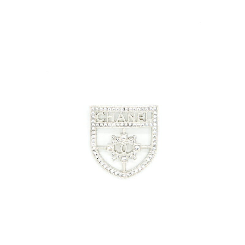 Chanel Shield Brooch With Crystals SHW