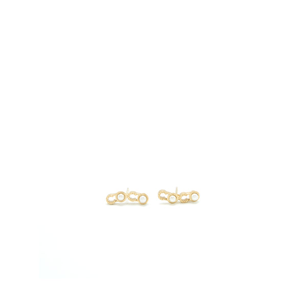 Chanel Coco Letters Earrings Pearl Light Gold Tone