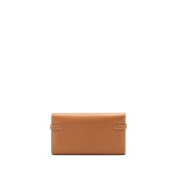 Hermes Kelly Long Wallet Epsom Gold SHW Stamp Square R