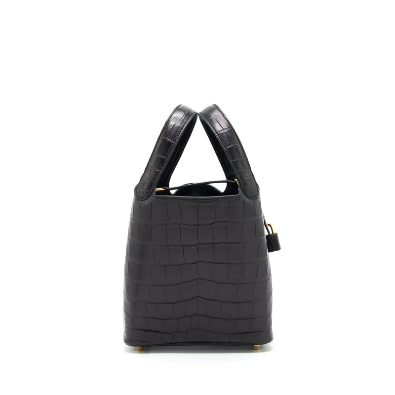 Hermes Picotin 18 Lock Bag Alligator Matt Black GHW Stamp Z