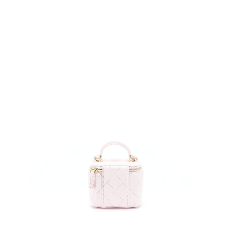 Chanel 22P Top Handle Mini Vanity With Chain Lambskin Light Pink LGHW