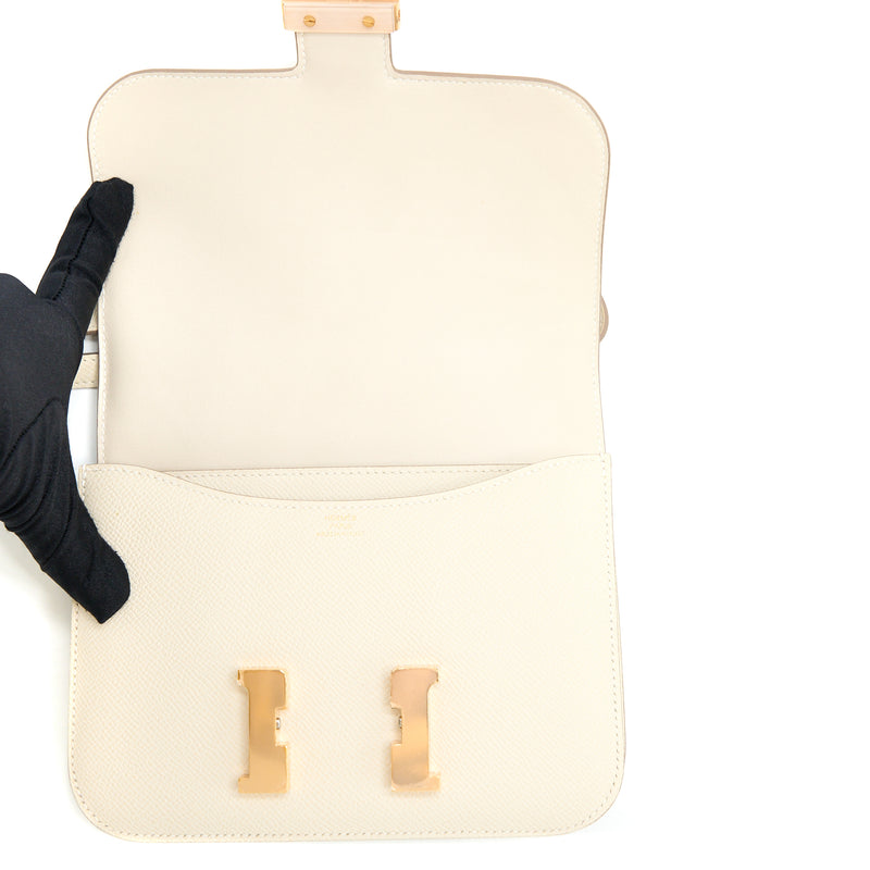 Hermes Mini Constance Epsom Craie RGHW Stamp Y