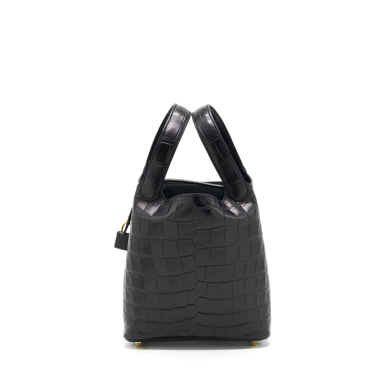 Hermes Picotin 18 Lock Bag Alligator Matt Black GHW Stamp Z