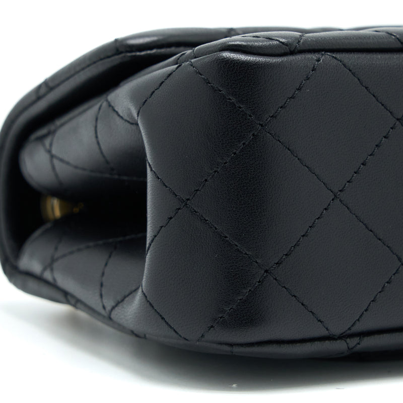 Chanel 23S Camellia Chain Mini Rectangular Lambskin Black Brushed GHW (Microchip)