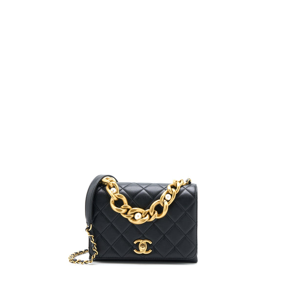 Chanel Cruise 22/23 Seasonal Monte-Carlo Vintage Black GHW Classic Square  Mini Flap Bag 