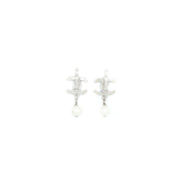 Chanel Pearl Drop CC Logo Earrings Enamel/Pearl Multicolour Silver Tone