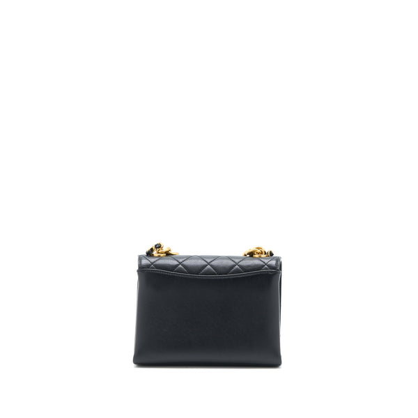 Chanel Seasonal Flap Bag Giant Chain Handle with Pearl Calfskin Black Brush GHW (Microchip)