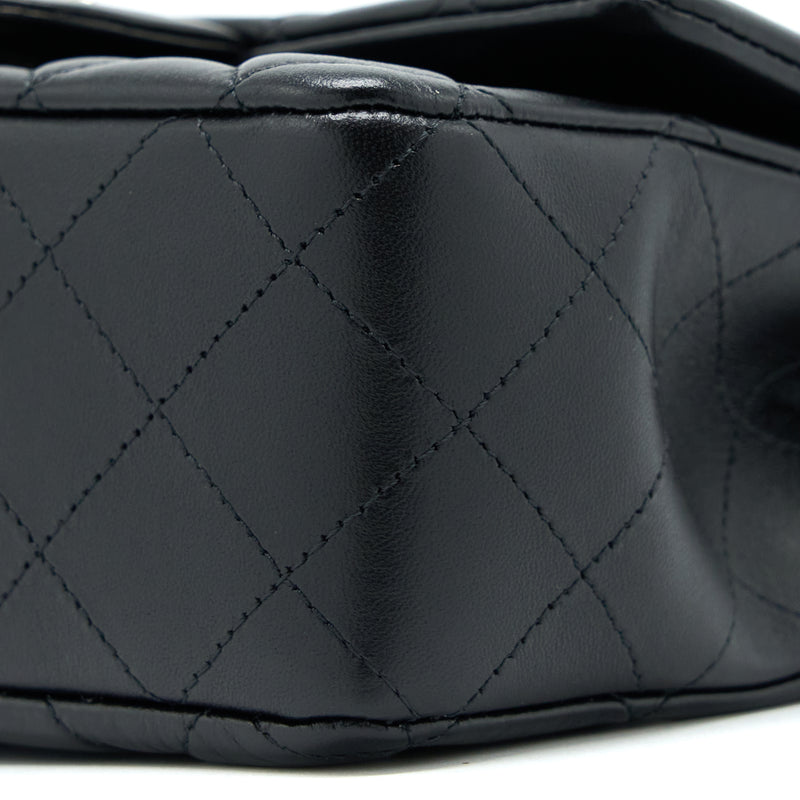 Chanel Mini Rectangular Flap Bag Lambskin Black LGHW (Microchip)
